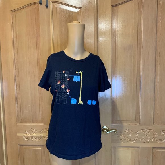 Next Level Apparel Tops - NEXT LEVEL GRAPHIC TEE NAVY SZ L ELEPHANT GIRAFFE